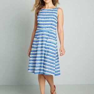 Pretty Vacant Seascape Beach Cotton Midi Dress Size 3XL